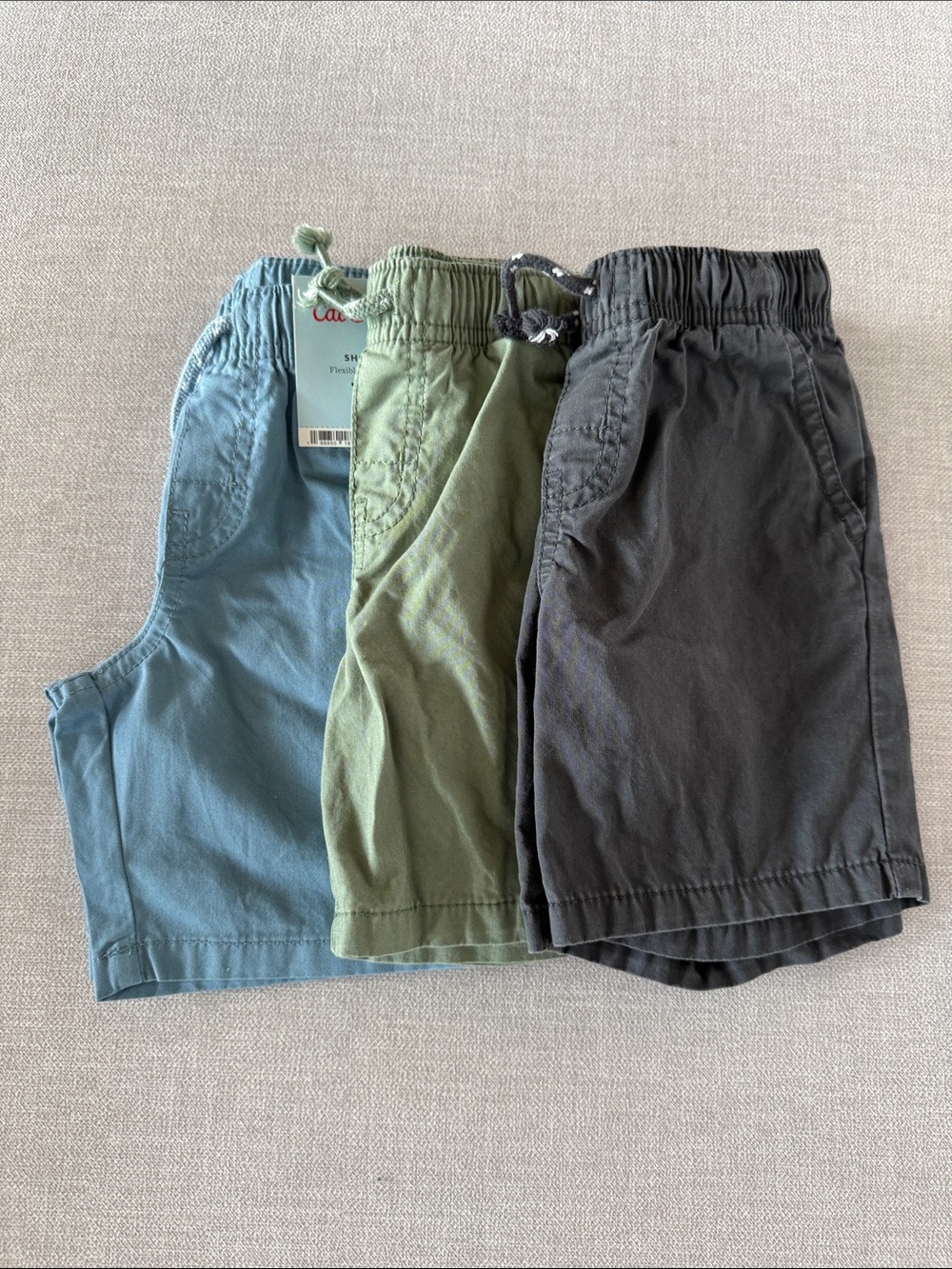 Boys Elastic-Waist Shorts Trio - Blue, Green & Charcoal - Cat & Jack